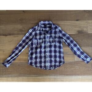 PAIGE Mya Plaid Aztec Western Flannel Button Down Shirt Sz S Boho Cowgirl